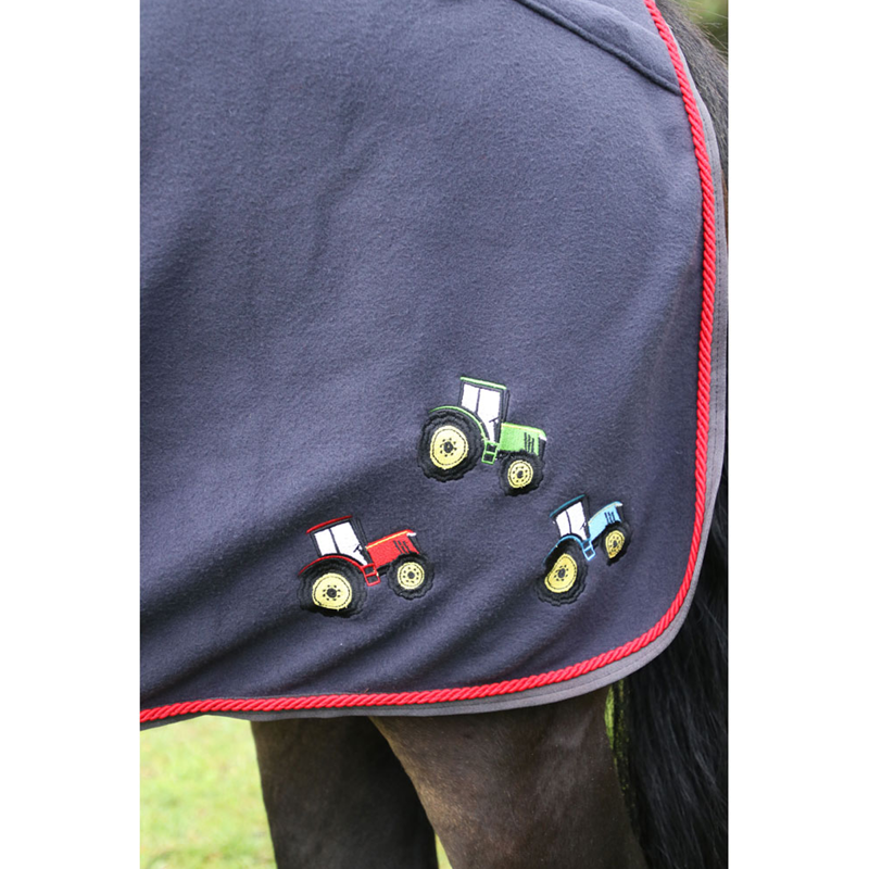 Little Knight Tractor Collection Fleece Rug - Grey/Red-1